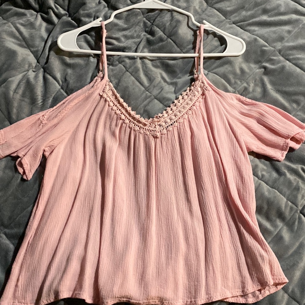 pink off the shoulder blouse